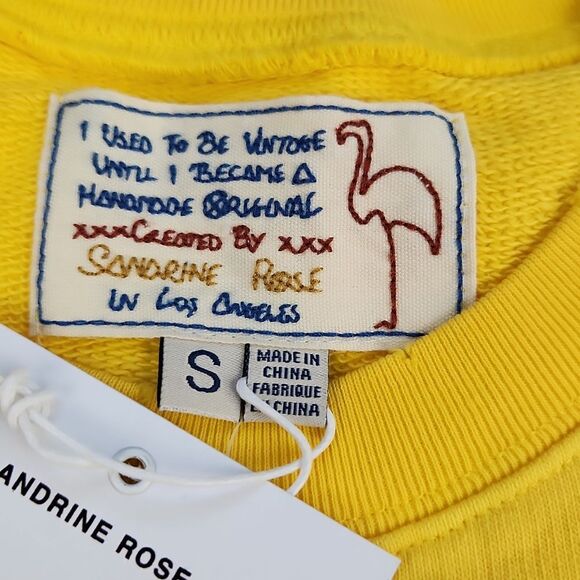 Free People Yellow Vintage Handmade‎ Palm Tree Embroidered Sweatshirt Size Small - Picture 4 of 10